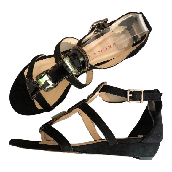 Sacha London Jewel Low Wedge Suede Sandal Made in Spain - Picture 4 of 7